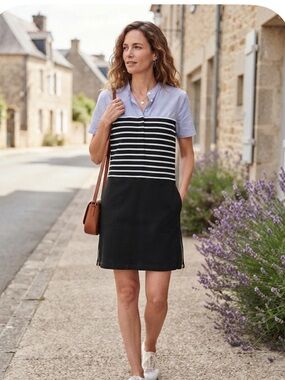 Band Of Outsiders Black, White and Light Blue Colorblock Shirt Dress size Small